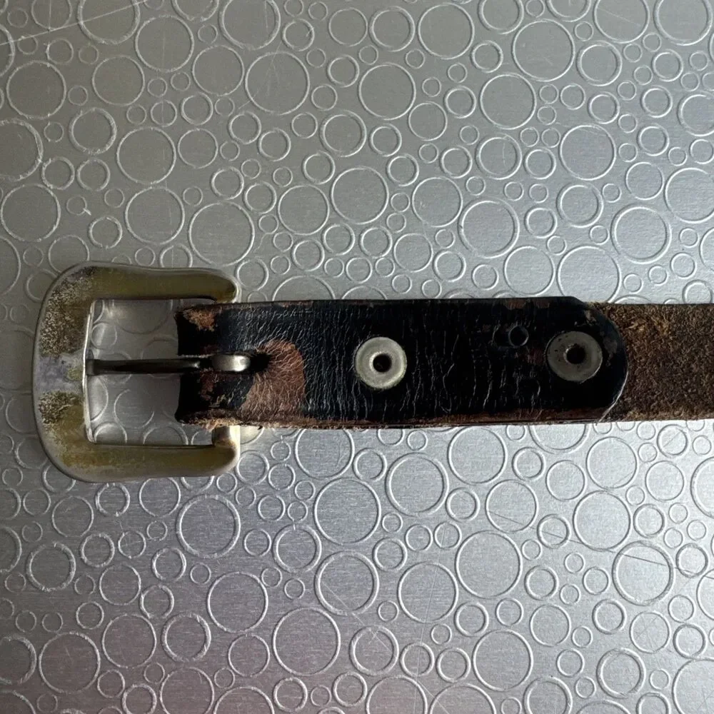 Vintage Distressed Black Leather Braided Belt Snap Interchangeable Western Sz 36